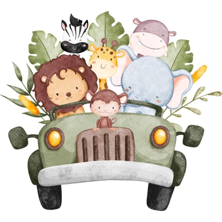 Safari Animals Jeep cardboard cutout