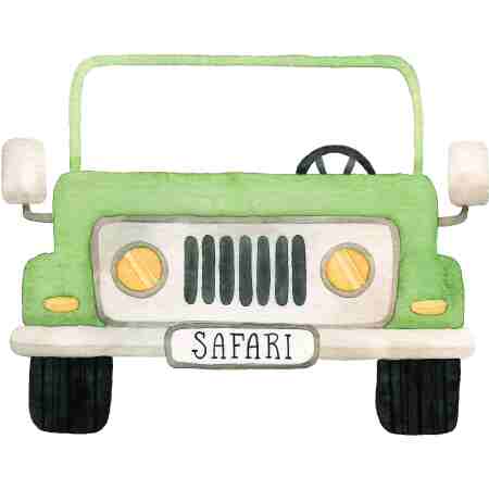 Safari jeep cardboard cutout